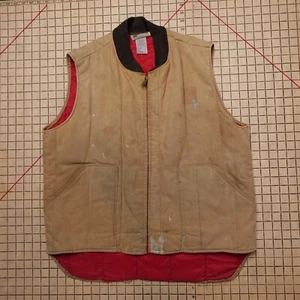 Vintage Muleskins By Carhartt Tan Work Vest XL Distressed 80s 90s - Picture 1 of 9
