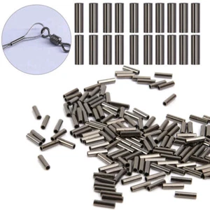 100x/Set Single Barrel Crimp Sleeves Tube Fishing Line Connector Fishing Tackle - Photo 1 sur 17