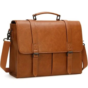Messenger Bag for Men 15.6 Inch Vintage Leather Briefcase Waterproof Laptop B... - Picture 1 of 7