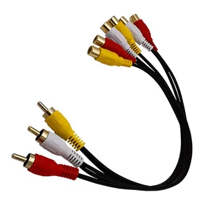 3 RCA Male Jack to 6 RCA Female Plug Splitter Audio Video Av Adapter Cable Line - Picture 1 of 4