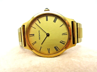 Vintage Beautiful Rare Gents Technos Swiss Made Watch Roman Numeral Dial 17 Jwls - Image 1 of 4