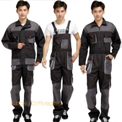 Men Workwear Coveralls Mechanic Overalls Jumpsuit Outfit Suspender Protect Pants - Image 1 of 4