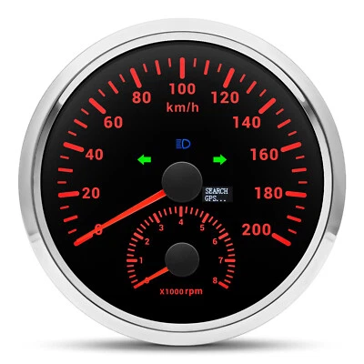 110MM GPS Speedometer 0-200km/h with Tacho 8000RPM Gauge Waterproof for Boat Car - Image 1 of 4