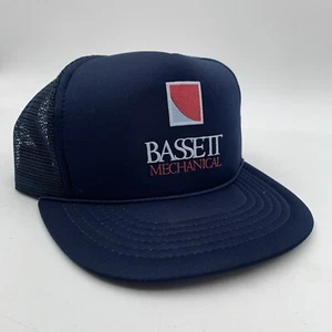 Bassett mechanische Truckermütze Druckknopflasche blau mechanischer Auftragnehmer Kaukauna WI - Bild 1 von 8