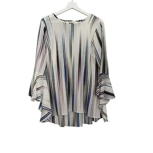 Vince Camuto Ivory Striped Bell Sleeve Tunic Top size Small - Picture 1 of 8