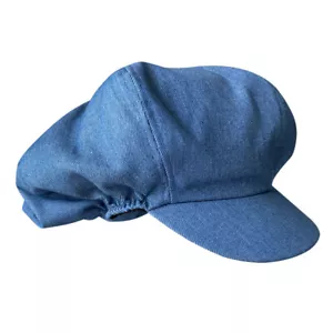 Cappello da donna denim newsboy berretto berretto berretto piatto grande oversize ampio ampio casual tinta unita - Foto 1 di 9