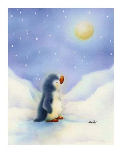 Little Penguin Makiko Children's Art Print Poster 9.5x11.75 - Imagen 1 de 1