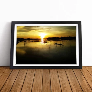 Bangladesh Sunset & Fishing Boats (2) Wall Art Print Framed Picture Poster - Picture 1 of 7