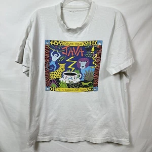 Vtg Single Stitch L T-Shirt Drink your Java Jungle Rebecca Lee Baldwin Art Tee - Picture 1 of 9