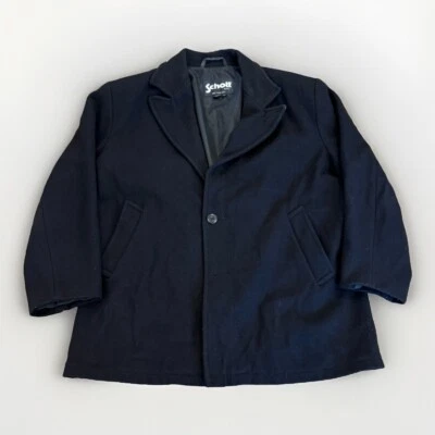 SCHOTT NYC Peacoat Men XL Wool Single Breasted Jacket Black Car Coat Vintage - Image 1 of 4