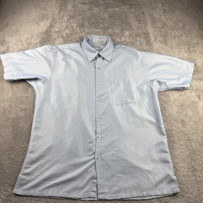Camisa de vestir de manga corta con botones Alfani azul mediano para hombre Foto 1 de 4