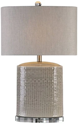 Lámpara de Mesa Moderna 25 1/2" Alto Gris Topo Cerámica Pantalla Ovalada Salón Dormitorio Foto 1 de 2