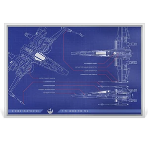 2025 Niue Star Wars X-Wing T-70 Blueprint 1 oz Silver Colorized Foil - Picture 1 of 4