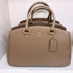 Bolso de mano Coach Savannah CAL56 dorado/piedra oscura nuevo con etiquetas - Imagen 1 de 6