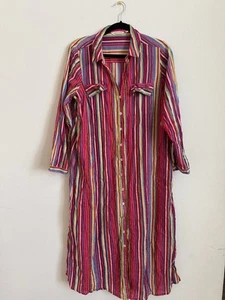 Weiche Umrandung Pyjama Kleid Nachthemd gestreift Glitzer rosa Gr. P XL - Bild 1 von 5