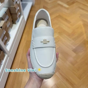 NEW Coach Leather Loafer Espadrille Shoes Women's CAP49 Chalk - Picture 1 of 10