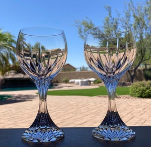 Baccarat Crystal Massena White Wine Glasses 6 3/8" Set of 2 Mint - Picture 1 of 10
