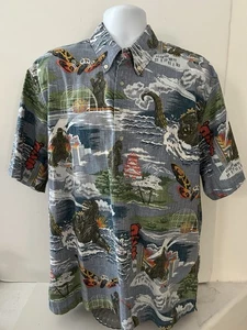 Reyn Spooner Godzilla & Mothra Nippon Popover Hawaiian Aloha Shirt Size XL - Picture 1 of 10