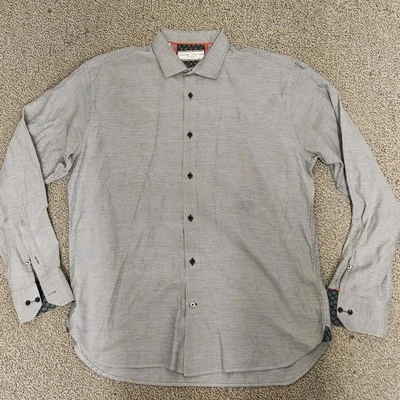 Camisa Luchiano Visconti Para Hombre Gris Abotonada Manga Larga Calce Clásico Foto 1 de 4