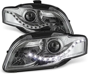 For 2006-2008 Audi A4 S4 B7 SMD LED DRL Halogen Type Projector Headlights - Foto 1 di 6