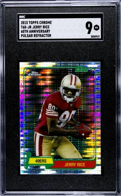 2015 Topps Chrome Jerry Rice SGC 9 Mini 60th Anniversary Pulsar Refractor /25 - Image 1 of 2