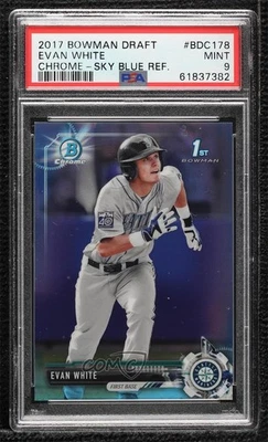 2017 Bowman Draft Chrome Sky Blue Refractor /399 Evan White #BDC-178 PSA 9 MINT - Image 1 of 2
