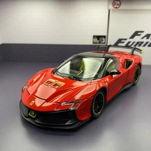 1:24 Ferrari SF90XX Sport Car Diecast Alloy Model Car Sound Light Pull Back - Picture 1 of 22