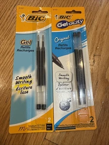 Paquete de 2 recambios de gel Bic tinta negra mediana escritura suave 31727 nuevo - Imagen 1 de 2