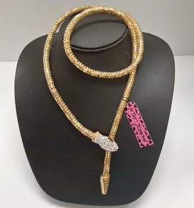 Betsey Johnson SCHLITTERNDE 30" GOLD glänzende SCHLANGENHALSKETTE - MAGNET NEU - Bild 1 von 5