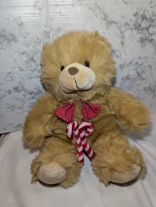 Vintage 1989 Commonwealth Teddy Bear Plush Stuffed Animal 18" Candy Cane Bow Tie - Picture 1 of 10