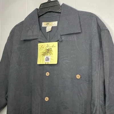 Joe Marlin Hawaiian Shirt NWT Mens Large Black Floral L 24x32 MSRP $45.00 - Image 1 of 4