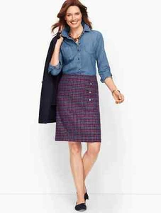 Falda Talbots Imitación Envoltura Línea A Cuadros Multicolor Para Mujer Talla 2P + Regalo Gratis - Imagen 1 de 3