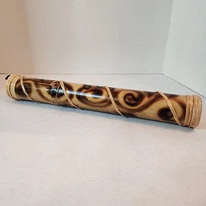 WOODEN WOVEN RAINSTICK RAIN NOISE MAKER 16 INCH TALL SUN DESIGN UNBRANDED - Picture 1 of 8