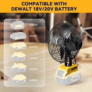 Cordless Portable Jobsite Cooling Fan For Dewalt 20V Max Battery Workshop 2 USB - Picture 1 of 13