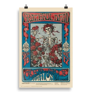Grateful Dead 20 "x 30" Skeleton and Roses Avalon Concert Art Print FD 1966 - Picture 1 of 2