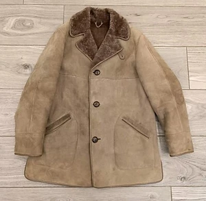 Mens Vintage Bailys Of Glastonbury Sheepskin Coat Brown Taupe Size Medium 40  - Picture 1 of 17