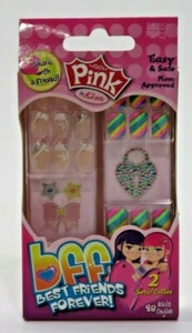 Lot Of 2 Pink By Kiss Best Friends Forever Kit 2 Sets, 28 Nails and 2 Stickers - Picture 1 of 4