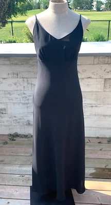 Vintage Y2K Maxi Dress Dress 8 Black Sheer Chiffon Flowy Evening Gown Fairy 90s - Image 1 of 4