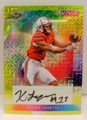 XAVIER LEGETTE #5 /10 AUTO FUTURES LEAF VIVID FOOTBALL 2024 - Image 1 of 2