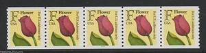 USA #2518 PL #1222 "F" Flower Rate Stamp PNC5 Plate Number Coil Stamp Strip - Picture 1 of 1