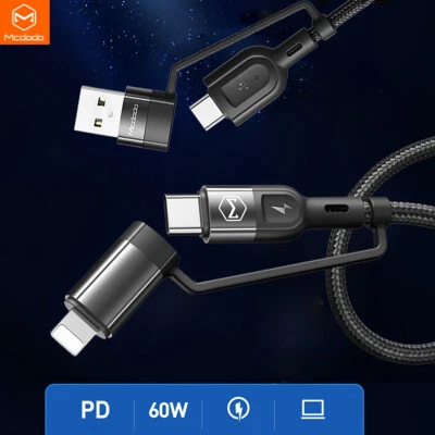 4in1 60W PD Cable Charger Cord for iPhone 16 15 14 13 12 Samsung S25 S24 S23 S22 - Image 1 of 4