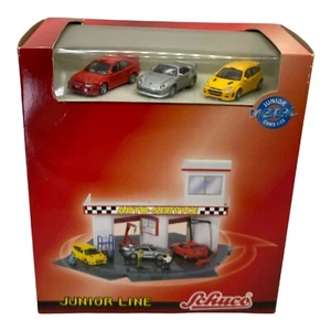 Schuco Junior Line 1/72 Play Set Tuning Garage w/ 3 Metal Cars USA Seller - Picture 1 of 5