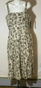 Damen Kleid Sommer Leinenmischung 14 XL Maggy London Italien Ungefärbt Blau Neu mit Etikett - Bild 1 von 8