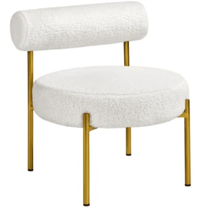 Boucle Accent Chair for Living Room, White - Picture 1 of 7