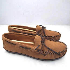 Minnetonka Classic Moc Dusty Braun Wildleder Leder Mokassins Herren Hausschuhe Größe 9 - Bild 1 von 19