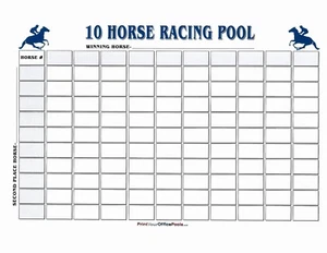 22 x 34 borrable diez caballos 100 cuadrados caja piscina - Derby Belmont Preakness - Imagen 1 de 1