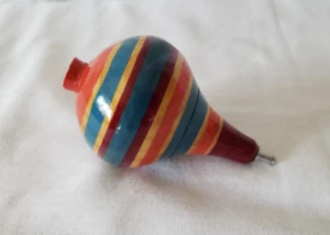 Wooden Spinning Top Red/Blue Wood - Picture 1 of 5