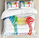 Bunt Bettwäsche Set Zebra-Regenbogen-Farben