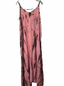 NEW Pink and Black XL Woman’s Long Maxi Sleeveless v-neck Sundress - Picture 1 of 9