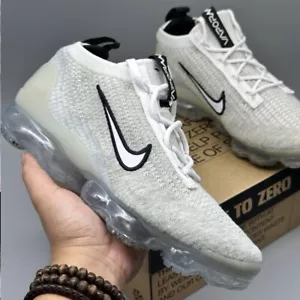 Nike Air VaporMax 2021 FK White Black Sneakers DB1550-100 GS Size 7Y / 8.5 Women - Picture 1 of 9